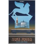 Poster VSOE VENICE SIMPLON ORIENT EXPRESS by Fix Masseau 1979. Double Royal 25in x 40in. In