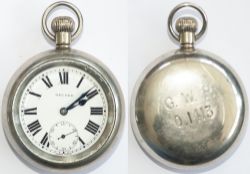 Great Western railway post grouping Pocket Watch with Swiss Record 15 Jewel movement, top wound