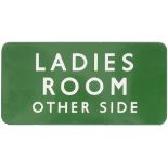 BR(S) FF enamel railway sign LADIES ROOM OTHER SIDE. In very good condition with a few minor
