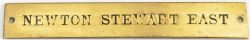 LMS brass signal box shelfplate NEWTON STEWART EAST from the box between Newton Stewart West and