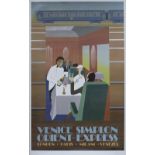 Poster VSOE VENICE SIMPLON ORIENT EXPRESS by Fix Masseau 1979, first edition printed in 1981. Double
