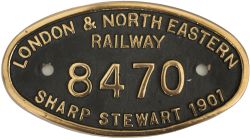 Worksplate LONDON & NORTH EASTERN RAILWAY SHARP STEWART 1901 8470 ex NBR Holmes J83 0-6-0 T