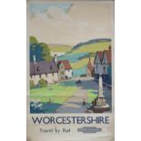 Poster BR(W) WORCESTERSHIRE TRAVEL BY RAIL by Frank Sherwin. Double Royal 25in x 40in. In good