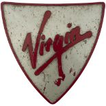 Virgin Trains class 220 Voyager shield. When first introduced all the shields were red backed but