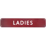 BR(M) FF enamel doorplate LADIES measuring 18in x 3.5in. In very good condition with some expertly