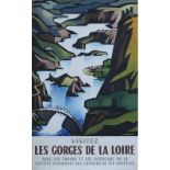 Poster SNCF VISITEZ LES GORGES DE LA LOIRE by J. Jaquelin 1961. Double Royal 25in x 40in. In very