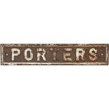 Great Western Railway pre grouping cast iron doorplate PORTERS. In original condition measures 17.