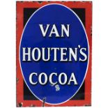 Advertising enamel sign VAN HOUTEN'S COCOA. In good condition with some minor chipping. Measures