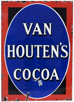 Advertising enamel sign VAN HOUTEN'S COCOA. In good condition with some minor chipping. Measures