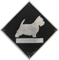 British Railways cast aluminium depot plaque for Glasgow Eastfield depicting the Scottie Dog. Square