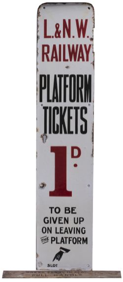 London & North Western Railway platform ticket machine enamel sign L&N.W.RAILWAY PLATFORM TICKETS 1D