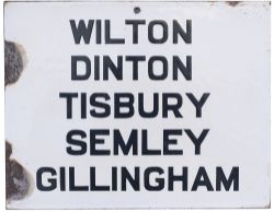 London & South Western Railway enamel platform indicator sign WILTON DINTON TISBURY SEMLEY