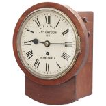 London and South Western Railway 8 inch Mahogany cased drop dial fusee clock with a cast brass bezel