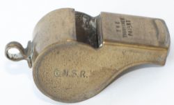 Great North of Scotland Railway Company brass whistle stamped G.N.S.R The Thunderer Patent. In