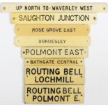 A collection of six Scottish and 2 English Ivorine signal shelf plates to include, UP NORTH TO