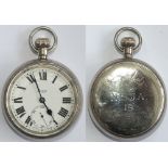 Manchester South Junction & Altringham Railway nickel cased pocket watch. With a top wound and top