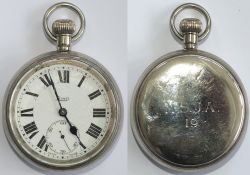 Manchester South Junction & Altringham Railway nickel cased pocket watch. With a top wound and top