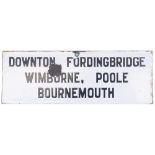 London & South Western Railway enamel platform indicator sign DOWNTON FORDINGBRIDGE WIMBOURNE