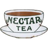 Advertising enamel sign NECTAR TEA with makers name Patent Enamel Co Ltd Bham & London. In very good