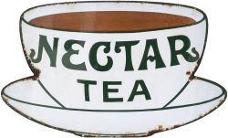 Advertising enamel sign NECTAR TEA with makers name Patent Enamel Co Ltd Bham & London. In very good