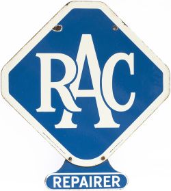 Motoring enamel sign RAC REPAIRER. Double sided, in very good condition with minor chipping.