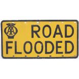 Motoring sign AA ROAD FLOODED. Pressed aluminium, in excellent condition, measures 24in x 12in.