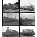 50 large format glass negatives. Taken in 1925 and 1927 includes LSWR/SR, MR and LNWR at Barnstaple,