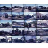 54 steam colour slides (2 trams). Taken in 1969/70 locations include Spain and Portugal. Sold with