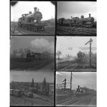 50 large format glass negatives. Taken in 1925 includes LSWR and GWR at Clapham, Reading, Dorking