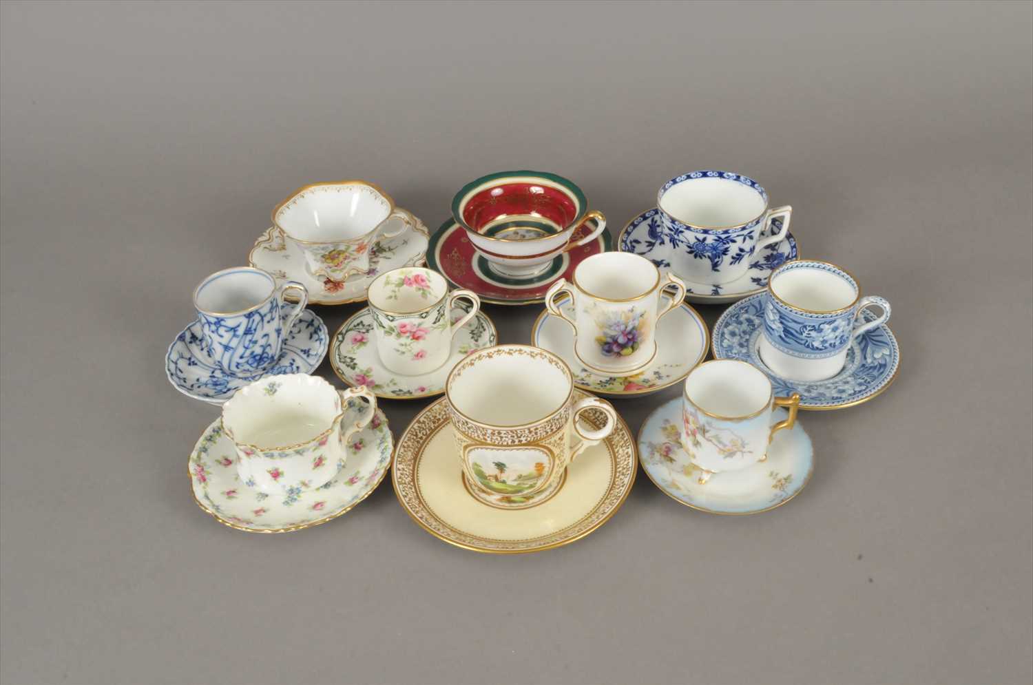 Assorted teacups, coffee cans and saucers