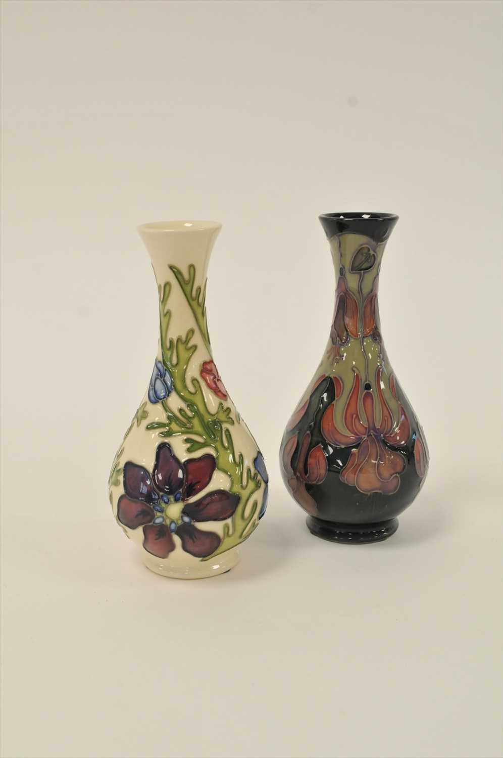 Two Moorcroft 'Fuschia' bottle vases