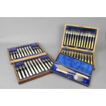 A cased set of silver fish knives and forks