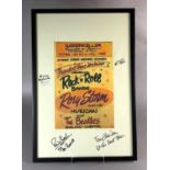A framed reproduction print after a Kaiserkeller poster advertising The Beatles