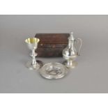 A matched three piece Victorian silver travelling communion set