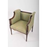 A rosewood framed upholstered box tub chair