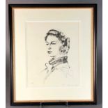 After Annigoni, portrait of the Queen Elizabeth II, signed limited edition print, 34 x 28cm