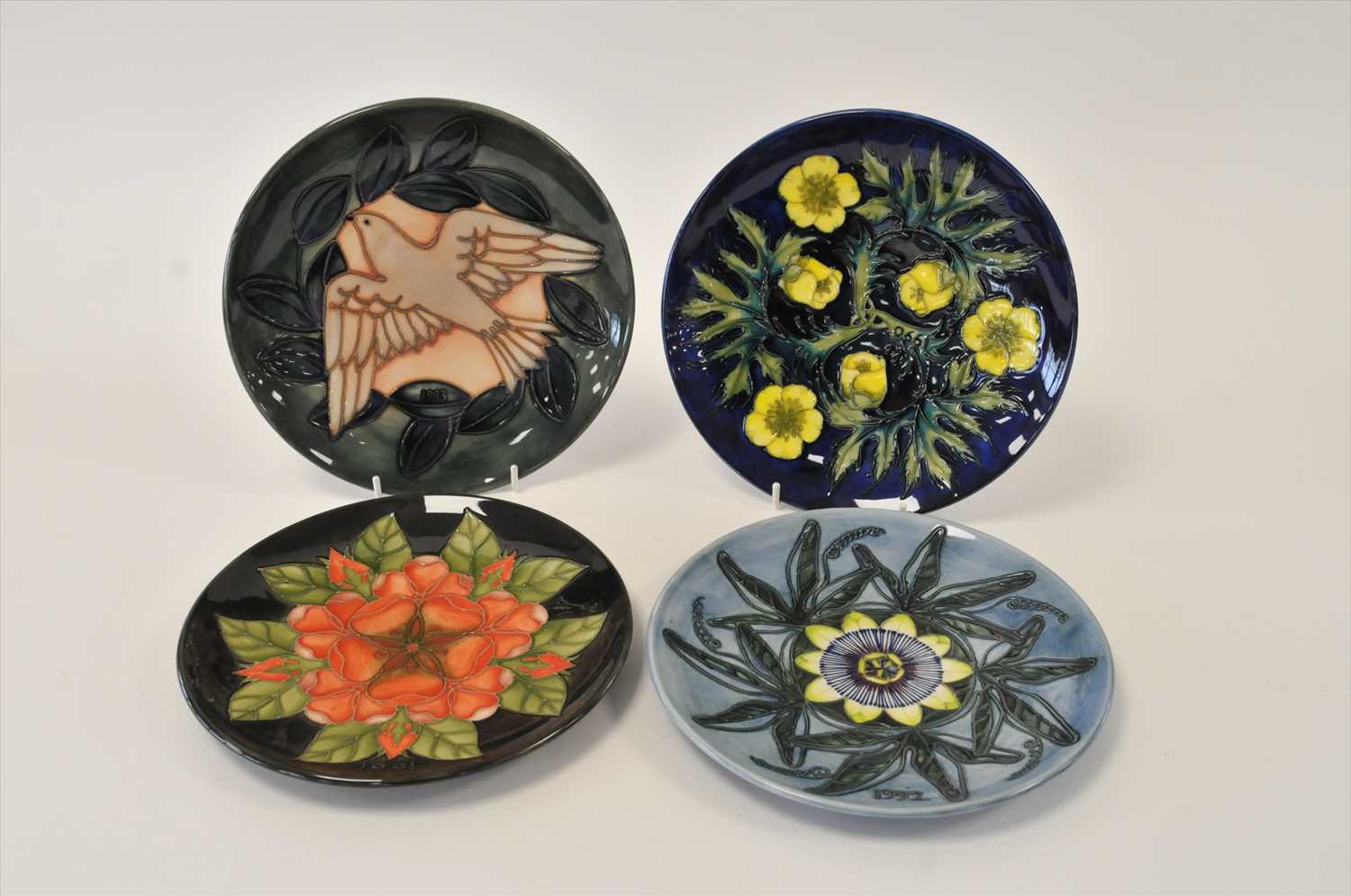 Four Moorcroft Year Plates - 1990-93