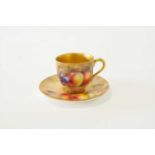 Royal Worcester fruit-decorated cabinet and saucer