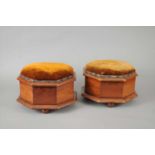 A pair of late 19th / early 20th century octagonal box stools