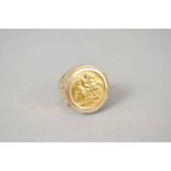 A 9ct gold half sovereign ring