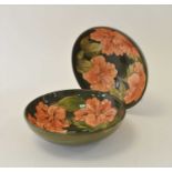 Two Moorcroft 'Pink Hibiscus' bowls