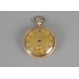 Open face pocketwatch with engine turned dial, stamped 14k, hands and crystal missing/ at fault,