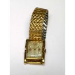 A Chalet Art Deco Wristwatch with Gem-Set Dial Stamped '14K'