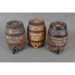 A trio of Moira pottery spirit flasks