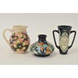 Moorcroft vase, jug and loving cup
