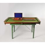 An early 20th century quarter size snooker table by E J Riley Ltd, Accrington, etc