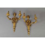 A pair of 19th century ormolu twin sconce gerandles