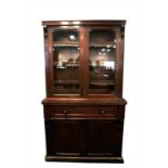 A large Victorian two-tier mahogany secretaire bookcase