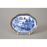 A 19th Chinese export blue and white porcelain spoon tray