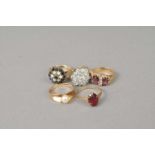 Five 9ct gold rings